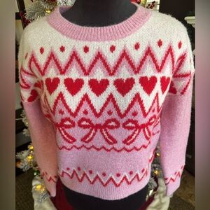 New•PARIS HILTON• Heart Bow Pullover Crewneck Women's Sweater. Wms. Sz.XS• Rare